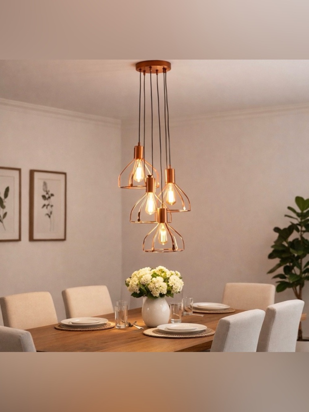 (NEW)Rose Gold 5-light chandelier 13"x 14"x23" /Bell Shaped Lights/modern